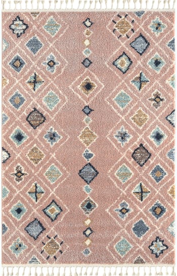DELYA - Tappeto da soggiorno rosa berbero 160x230 design etnico