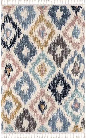 DELYA - Tapis salon berbere 160x230 multicolore motif géométrique losange