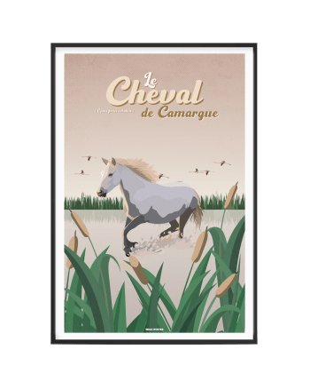 ANIMAUX - Affiche Animaux - Le Cheval de Camargue 30 x 40 cm