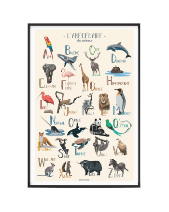 ANIMAUX - Affiche animaux - Abécédaire des animaux  40 x 60 cm