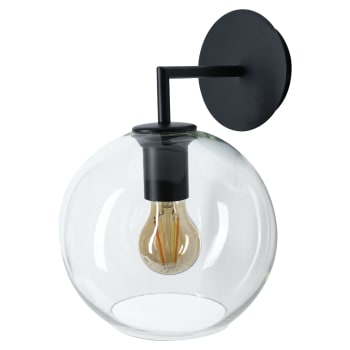 BOGART - Lampada da parete in metallo nero vetro sferico