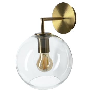 BOGART - Lampada da parete in metallo bronzo con paralume in vetro sferico