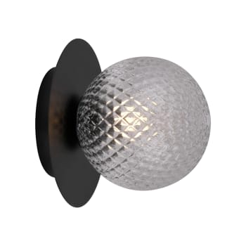 MUSA - Lampada da parete con base in metallo e sfera in vetro testurizzato