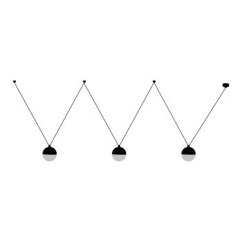 ECLIPSE - Suspension à 3 boules en plâtre noir et verre