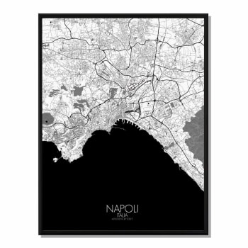 Poster Napoli Mappa in B&N 40x50