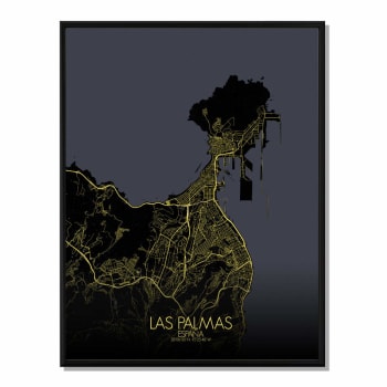 Affiche Las Palmas Carte Nuit 40x50