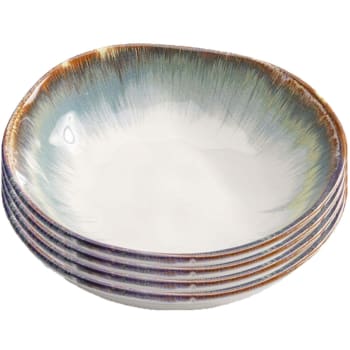3 Assiettes Creuses Fervido Bleu - Grès Épais 15,5 Cm - Vaisselle Colorée Résistante Lave-Vaisselle