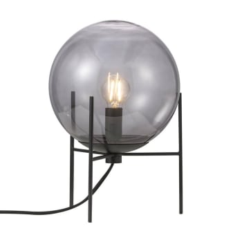 ALTON - Lámpara de sobremesa negro y tulipa esférica de cristal