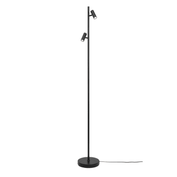 OMARI - Lámpara de pie LED minimalista negro con 2 puntos de luz orientables