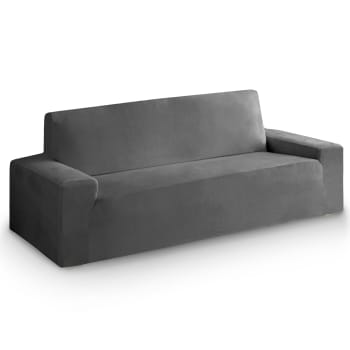 VELVET - Funda de sofá bielástica de terciopelo gris 135 - 175