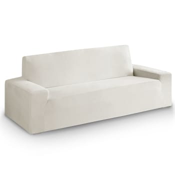 VELVET - Funda de sofá bielástica de terciopelo marfil 175 - 225