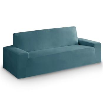 VELVET - Funda de sofá bielástica de terciopelo azul 225 - 270