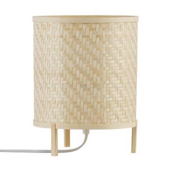 TRINIDAD - Lámpara de mesa natural beige elaborado con bambú artesanal