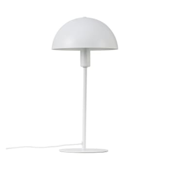 ELLEN - Lámpara de mesa sencillo blanco de metal y pantalla en forma de cúpula