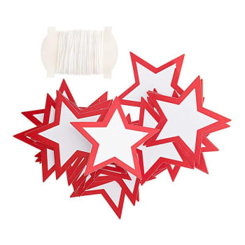 ÉTOILES - 24 colgantes de papel de estrella roja blanca