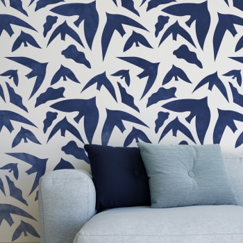 Papier peint panoramique birds 425 x 250 cm bleu