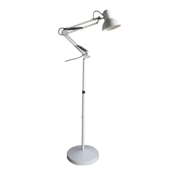 AVATI - Lámpara de pie retro blanco articulada de metal