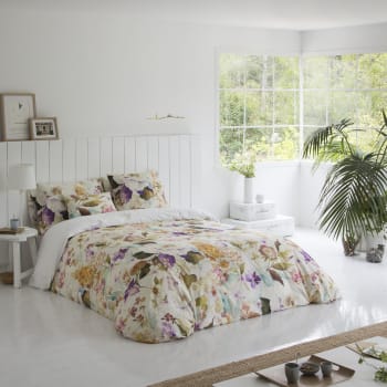 DAGOSTINI - Funda nórdica 100% algodón con estampado floral 140x200 cm
