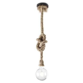 SOGA - Lampada a sospensione rustica in corda marrone  ø10 cm 1xE27
