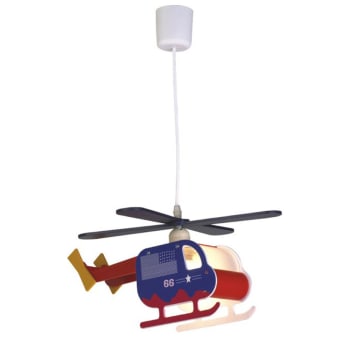 HELICÓPTERO - Lámpara de techo infantil azul con forma de helicóptero