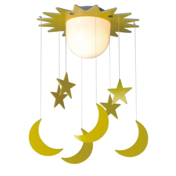ESTRELLAS Y LUNAS - Plafón infantil amarillo con estrellas y lunas