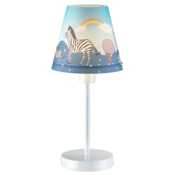 CEBRAS - Lampe à poser enfant bleue avec dessins de zèbres