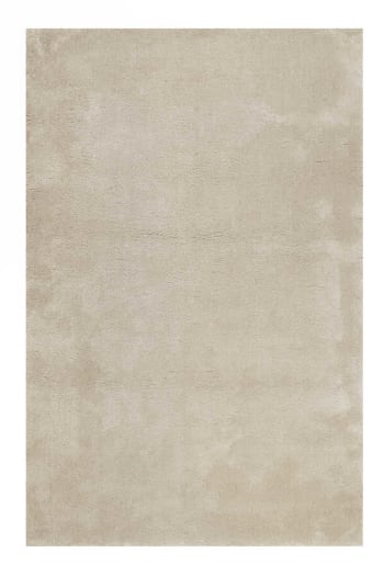 Emilia - Moderner Hochflor Teppich beige, Wohn-, Schlaf-, Kinderzimmer 80x150