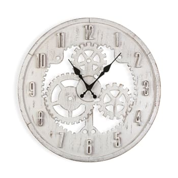 Forster - Reloj de pared estilo vintage en madera blanco