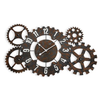 Paarl - Reloj de pared estilo vintage en metal negro y marrón