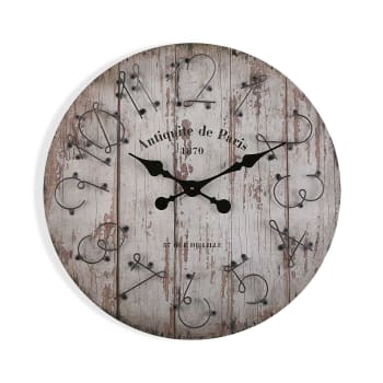 COFFS - Reloj de pared estilo vintage en madera gris