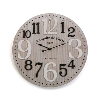 Charleville - Reloj de pared estilo vintage en madera gris y negro