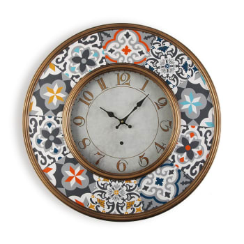 Alfama - Reloj de pared estilo vintage en metal gris y azul