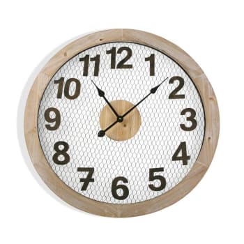 Saldanha - Reloj de pared estilo vintage en metal blanco y marrón