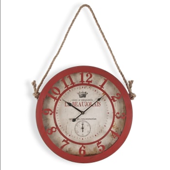 PRETORIA - Reloj de pared metal rojo y blanco