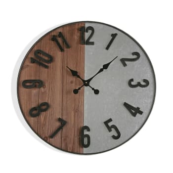 WALGETT - Reloj de pared metal gris y marrón