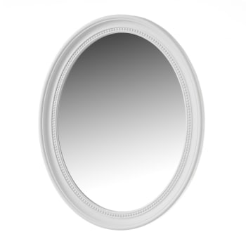 Espejo ovalado de cristal y plástico blanco