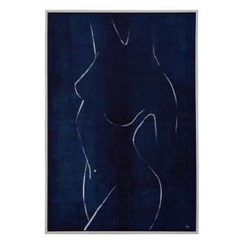 Cuadro desnudo de fotoimpreso sobre lienzo con marco  azul