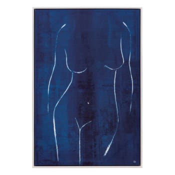 Cuadro desnudo de fotoimpreso sobre lienzo con marco azul