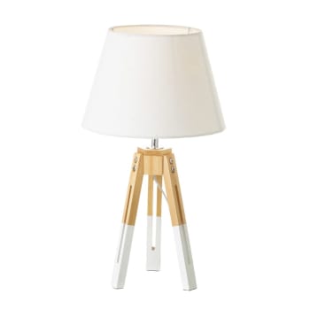 Lámpara de mesa nórdica de madera blanca