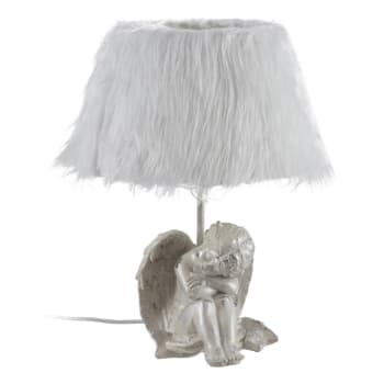 Lámpara de mesa ángel de resina blanca