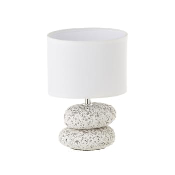 Lámpara de mesita de noche de piedras exótica de cerámica blanca