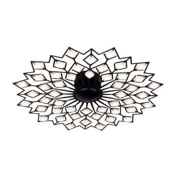 IBONE - Plafón LED 56W negro con forma de flor de acrílico