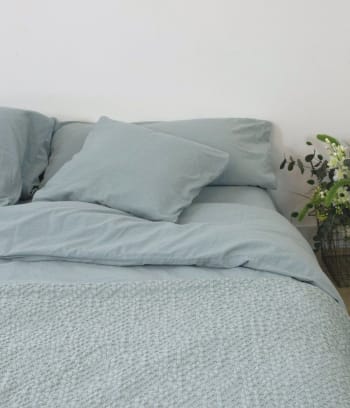 AQUAMARINE - Sábana de punto 100% algodón verde para cama de 90 cm con almohada