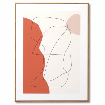 ABSTRACT LINES - Cuadro decorativo abstracto 80 x 60 marco roble