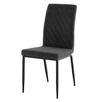 LALIT - Silla comedor clásica asiento gris oscuro y patas negras
