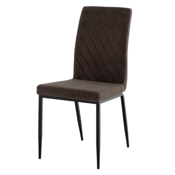 LALIT - Silla comedor clásica asiento marrón y patas negras