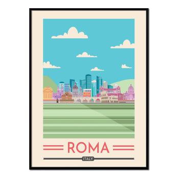 Ciudades - Affiche avec cadre noir - Rome - 30x40