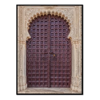 India - Póster con marco negro - puerta - 30x40