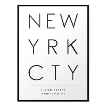 Ciudades - Affiche avec cadre noir - New Yrk Cty - 30x40