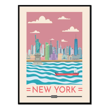 Ciudades - Affiche avec cadre noir - New York - 30x40